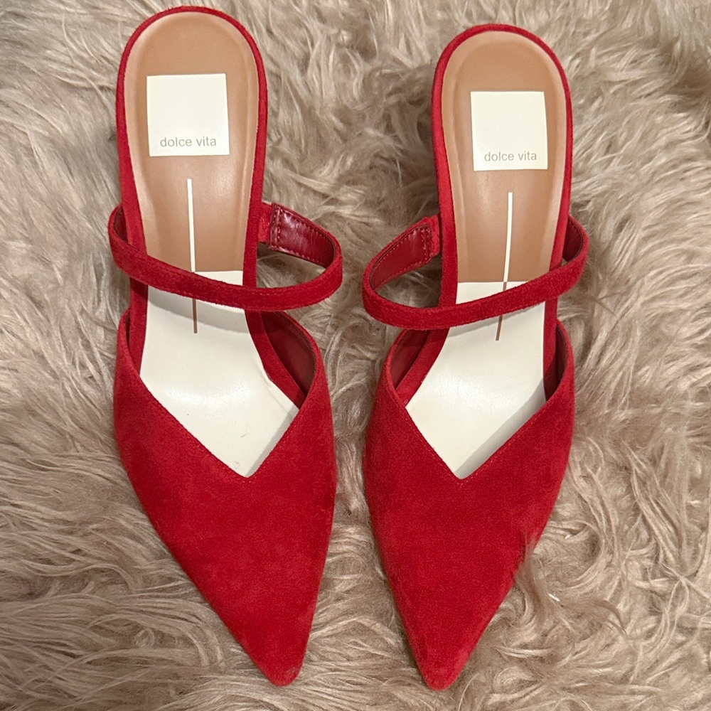 Dolce Vita Red Suede Mules